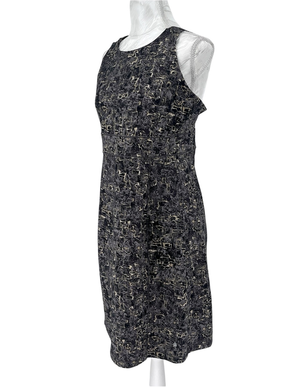 Royal Robbins Black & Cream Patterned Sleeveless Midi Dress